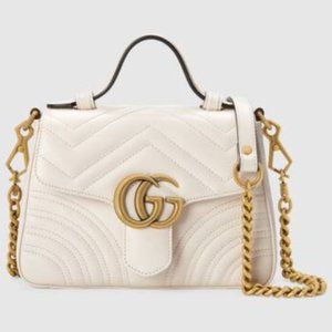 Gucci Marmont White Mini Top Handle Bag